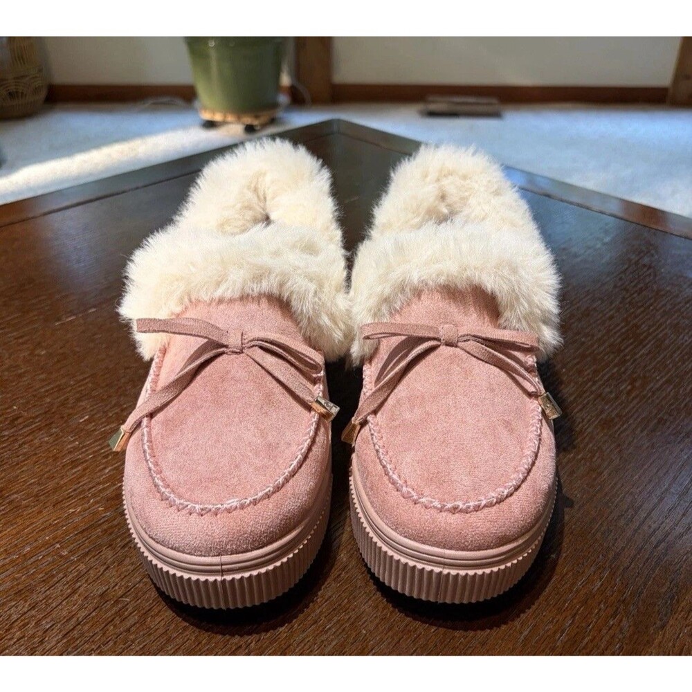 Journee Collection Women's Midnight Blush  Faux Fur Lined Slipper Shoes  Size 10